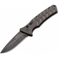 Автоматический складной нож Boker Plus Strike Coyote Spearpoint, сталь AUS-8 BlackWash™ Plain, рукоять анодированный алюминий, BK01BO424 купить в Екатеринбурге