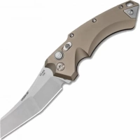 Автоматический складной нож Hogue Wharncliffe EX-A05, клинок Stonewash, сталь 154CM, рукоять пустынный алюминий купить в Екатеринбурге