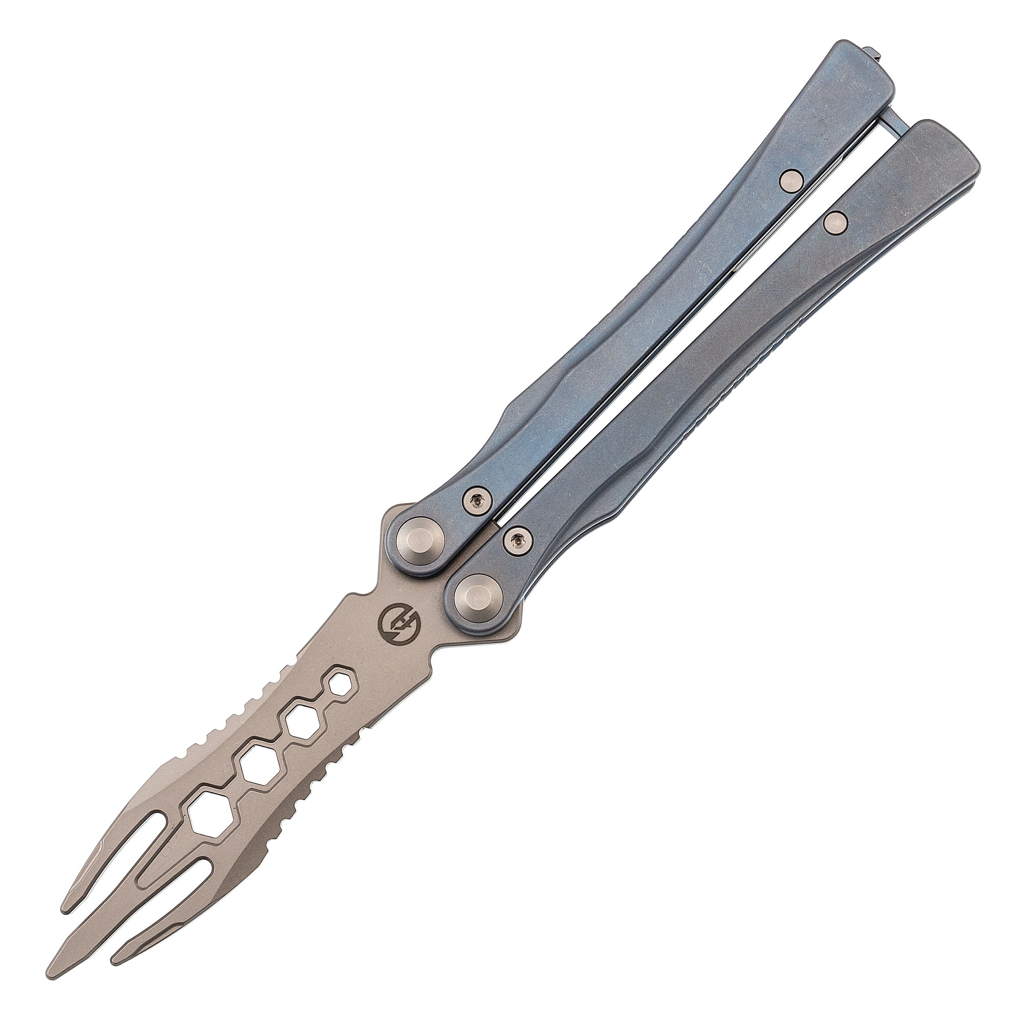 Нож-бабочка со сменным лезвием Maxace Loran Blue, сталь M390, рукоять титан