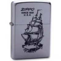 Зажигалка ZIPPO Boat-Zippo Satin Chrome, латунь с ник.-хром. покрыт., сереб., матовая, 36х56х12мм купить в Екатеринбурге