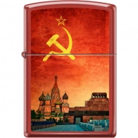 Зажигалка ZIPPO Красная Москва, латунь/сталь с покрытием Red Matte, красная, матовая, 36x12x56 мм купить в Екатеринбурге