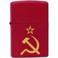 Зажигалка ZIPPO Серп и Молот Red Matte, латунь с порошковым покрытием, красная, матовая, 36х56х12 мм купить в Екатеринбурге